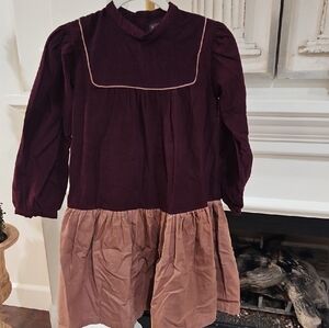 Elegant Burgundy and Tan Kids Formal Dress